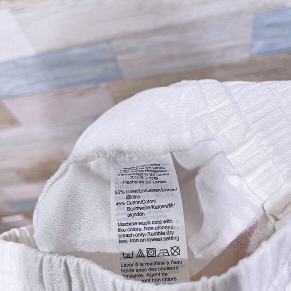 J CREW Linen Cotton Drawstring Ankle Pants White Mid Rise Straight Leg Womens 00 - Picture 6 of 7